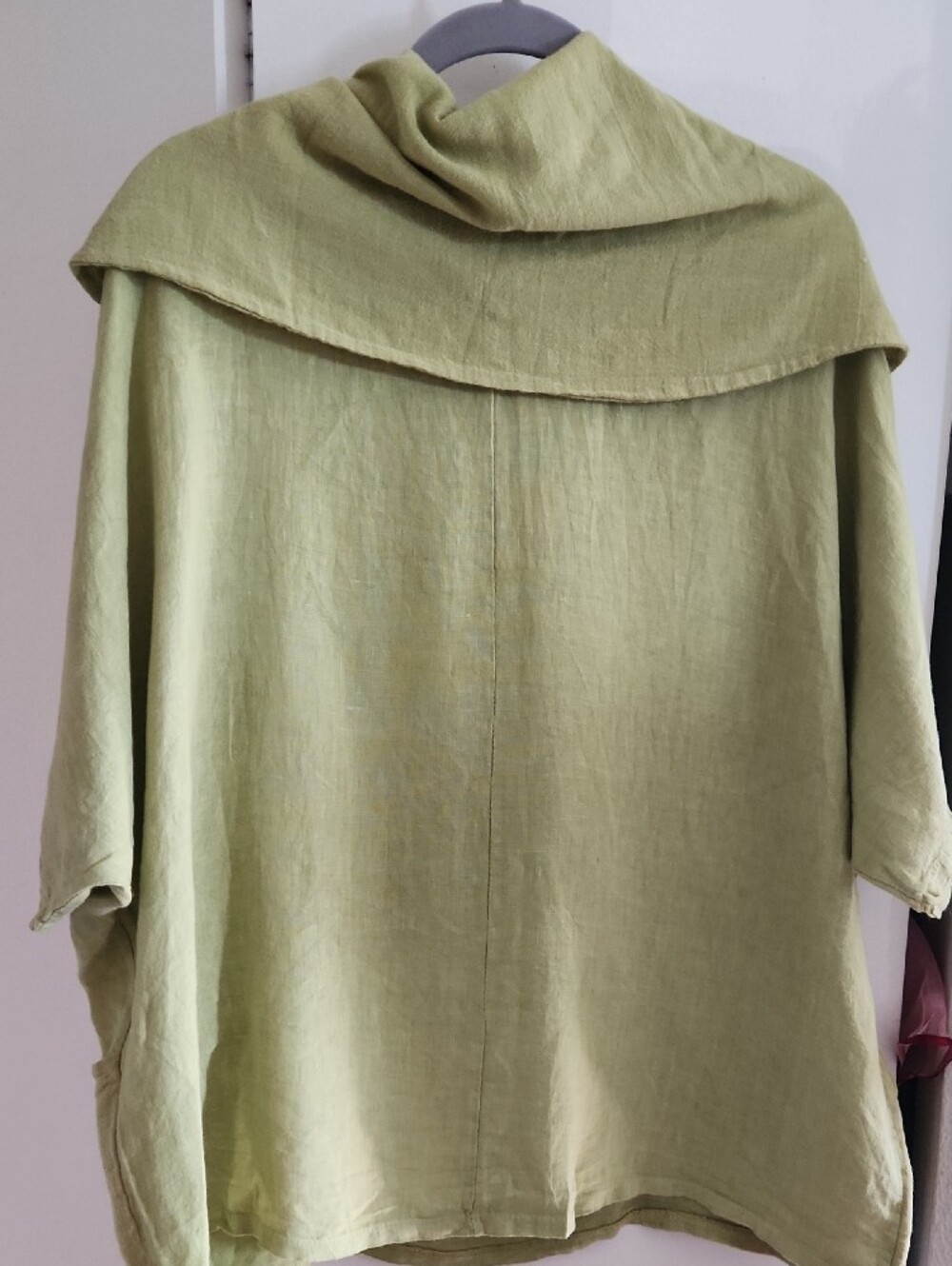 LINEN luv Olive Green Italian Linen Blouse - Small - Picture 6 of 7